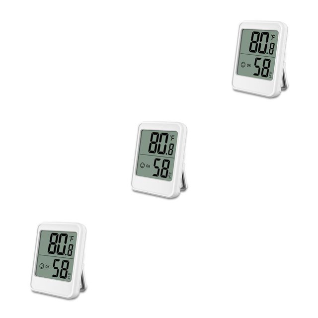 Ounissouiy Termómetro digital Temperatura Alimentado por Medidor preciso Medidor de humedad Sala de estar Dormitorio Medición térmica Blanco Sin retroiluminación 3piezas