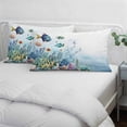 thumbnail image 4 of Ocean Coastal Throw Pillow Cover, Pillowcase Protectors with Zipper, Breathable Decorative Lumbar Pillow Case Cover, Coral Fish Watercolor Shell Starfish Pillow Shams for Couch Sofa 12x20Inch, 4 of 8
