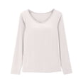 thumbnail image 2 of Women's Modal T Shirt Bra Long Sleeve Pajama Yoga Top Padded Casual Top Tee Shirt with Built In Bra Basic T-Shirts Solid Color Women's Bottom Long Sleeved Shirt and Underwear, 2 of 8