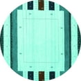 thumbnail image 1 of Ahgly Company Machine Washable Indoor Round Solid Turquoise Blue Modern Area Rugs, 7' Round, 1 of 4