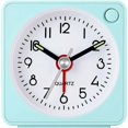 thumbnail image 1 of Reloj despertador analógico de viaje, reloj ultrapequeño con función de repetición y luz, súper silencioso (azul), 1 of 4
