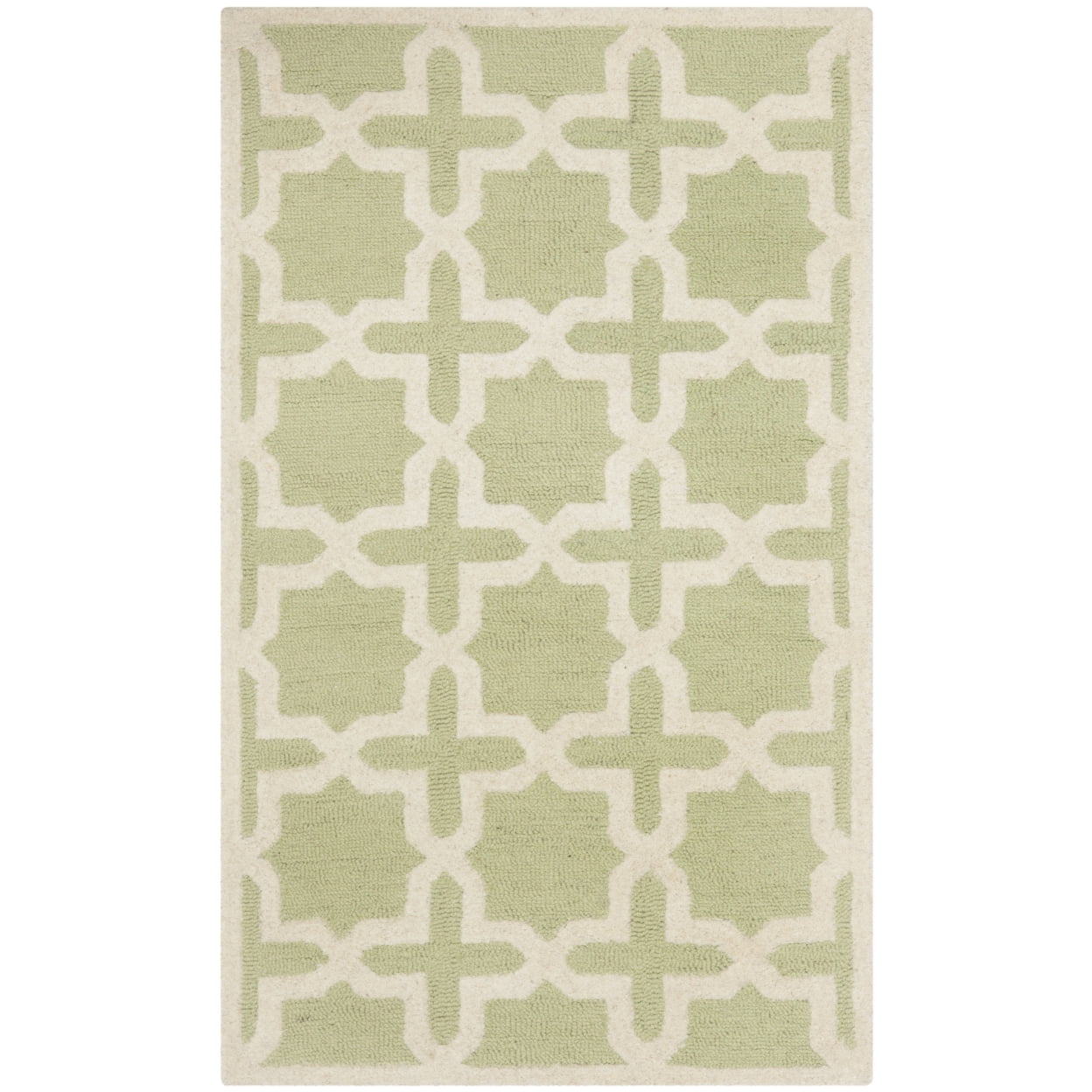 SAFAVIEH Cambridge Liz Geometric Wool Area Rug, Light Green/Ivory, 6' x 9'