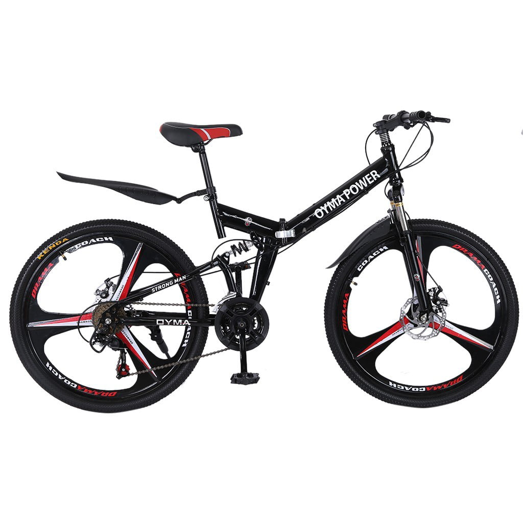 26" Folding Mountain Bike/Full Suspension 21 Speed Bicycle Disc Brakes MTB Gifts 