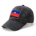 thumbnail image 2 of Gorra de béisbol YVJCJV con bandera de Haití, ajustable, negra, 2 of 7