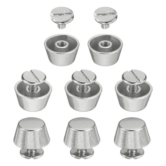 Uxcell 8 Set Rivets Stud Handbag Purse Feet 1/2" Flat Head Alloy Screw Rivets for Leather Bag DIY, Silver Tone