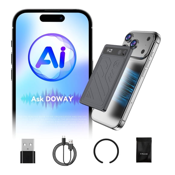 Enregistreur Vocal Magnétique ai-Batterie 73h, Transcrire et Résumer avec Annulation de Bruit AI, Dispositif d'Enregistrement de Charge USB-C, 64 Go Audio