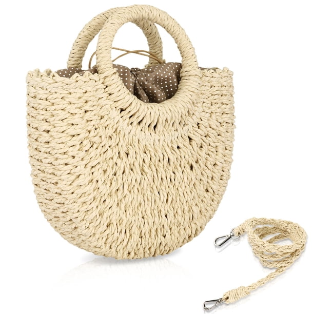 FENBEN Bolsos Hobo de paja para mujer, pequeño bolso cruzado, bolso de playa, bolso de hombro tejido, ratán
