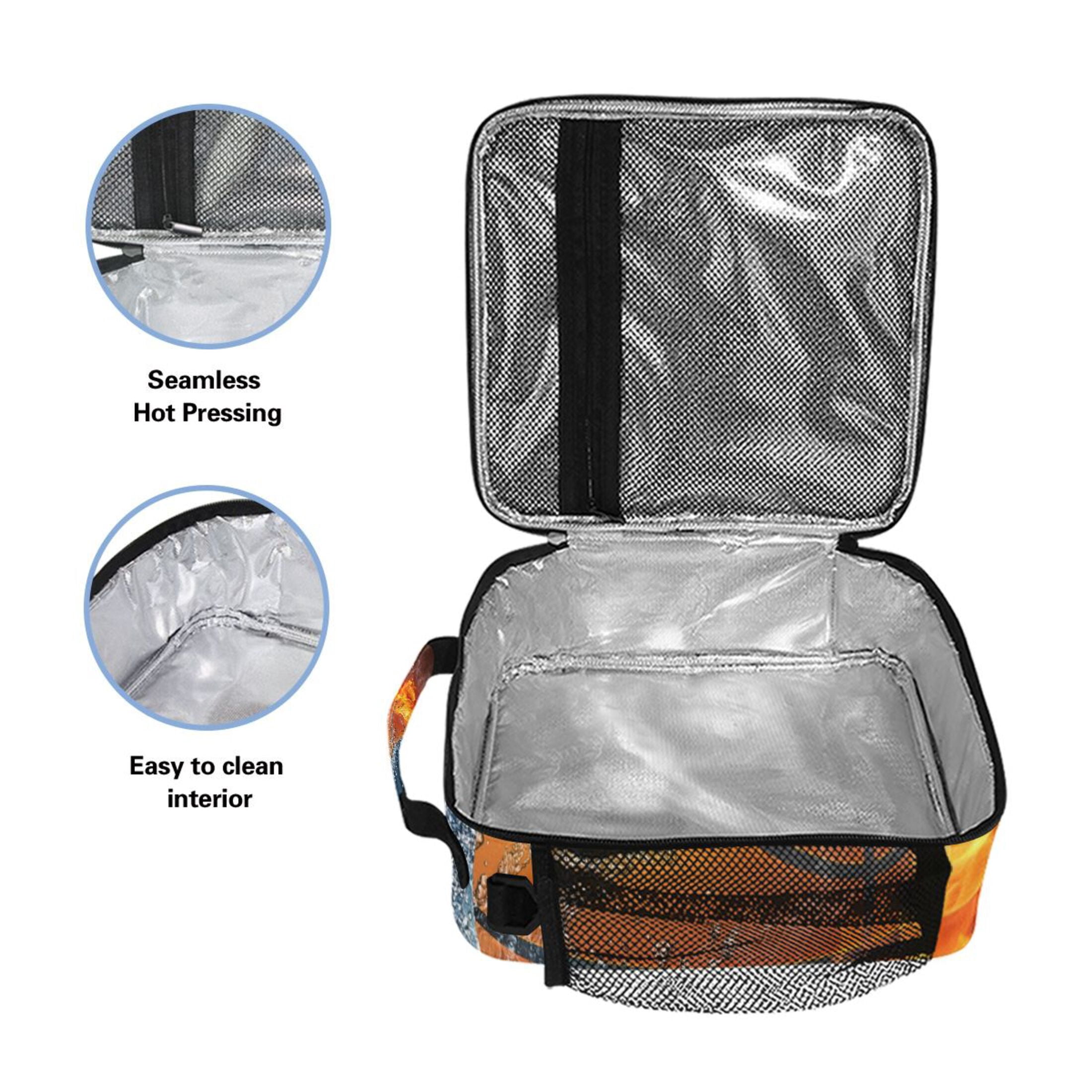 ALAZA Burning Basketball Kids Lunch Box Insulated Lunch Bag Thermal Cooler Tote