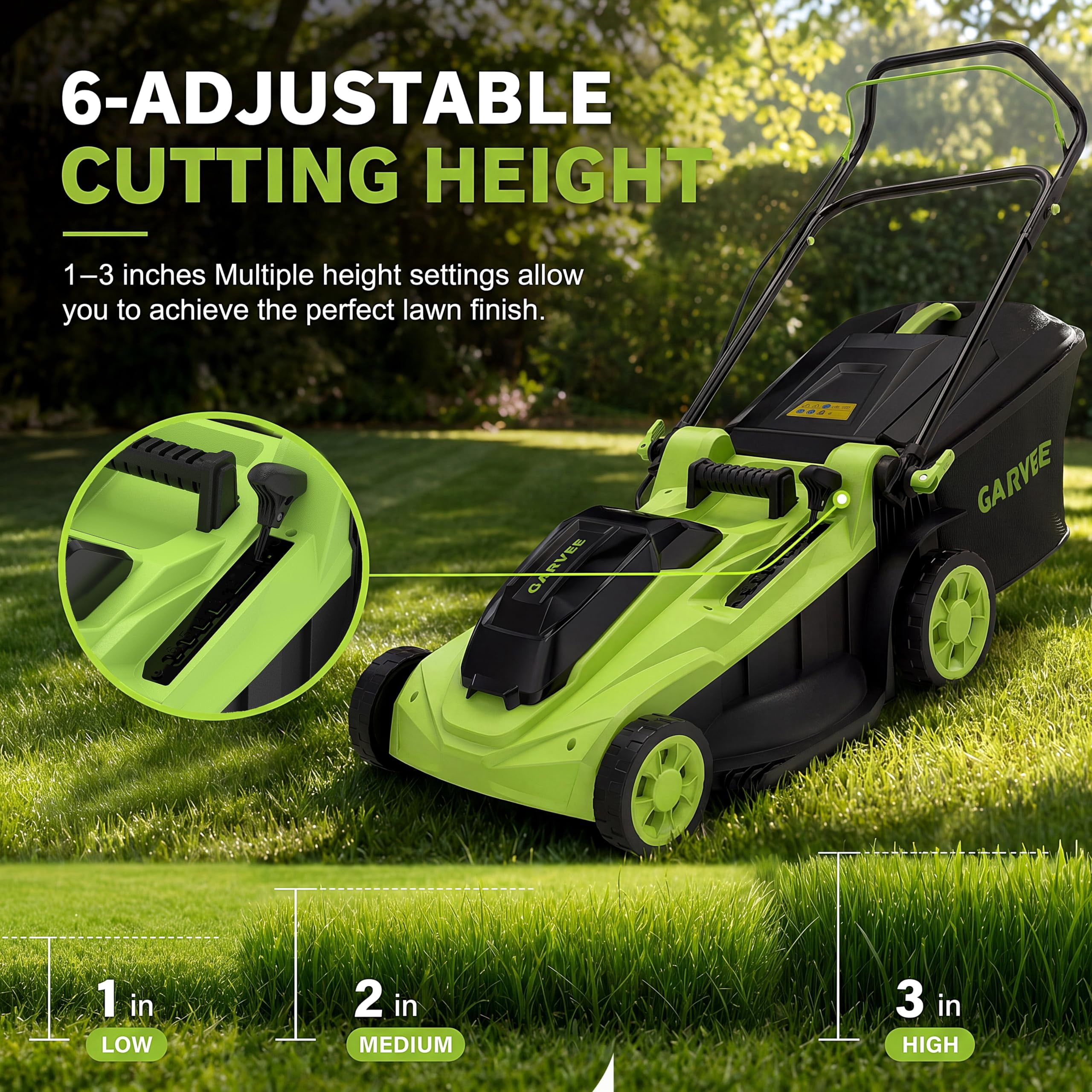 40V Cord-free Push Lawn Mower, 17" Deck - 6 Height Settings - Mulching & Bagging - Lightweight Walk-Behind for Small to Medium Lawns - 40L Grass Bag - Black + Green 2290u
