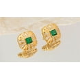 thumbnail image 5 of Vintage Green Nano Emerald Earrings for Women with Brushed Finish S925 Sterling Silver Princess Cut Gold Stud Earrings Elegant CZ Simulated Diamond Stud Earrings for Women, 5 of 7