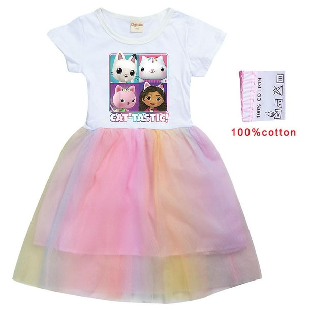 Gabby Cats Kids Summer Gabby's Dollhouse Dress Baby Girl Cute Lace Princess  Dress Toddler Girls Birthday Party Dress 