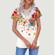 thumbnail image 1 of TaTaai Women's V Neck Casual Top, Floral Print Short Sleeve Pullover with Sheer Mesh Detail, Loose Fit Blouse for Spring & Summer Everyday Style Gift, 1 of 5
