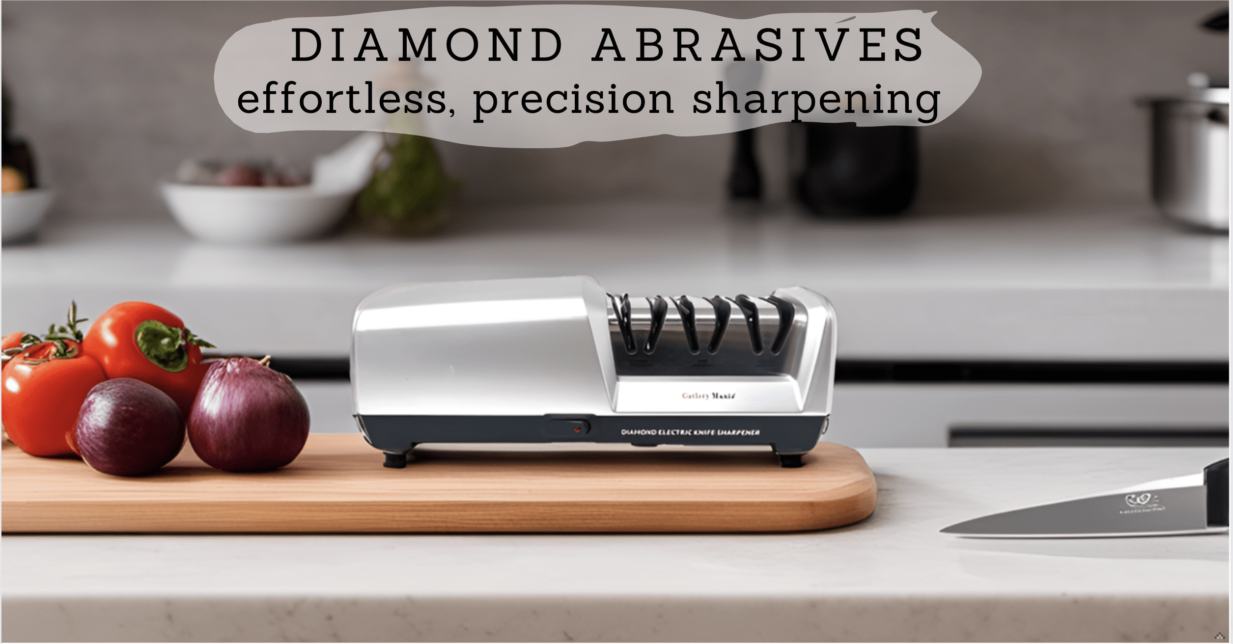Cutlery Mania Electric Kitchen Knife Sharpener | 3 Stage Sharpening System with Diamond Abrasives | Effortless Precision Sharpening (Silver)