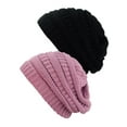 thumbnail image 1 of Bonnet Tricoté pour Femmes (Lot de 2), Noir/mauve, 1 of 1