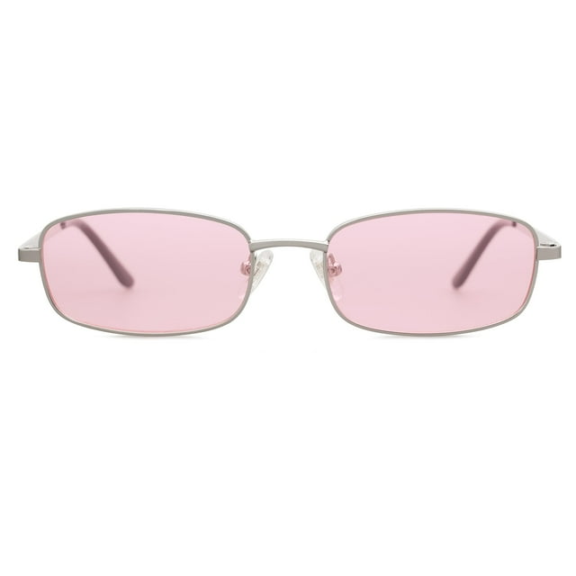 Gafas de Sol SOJOS Y2k Rectángulo Estrecho SJ1187 Plata/Rosa