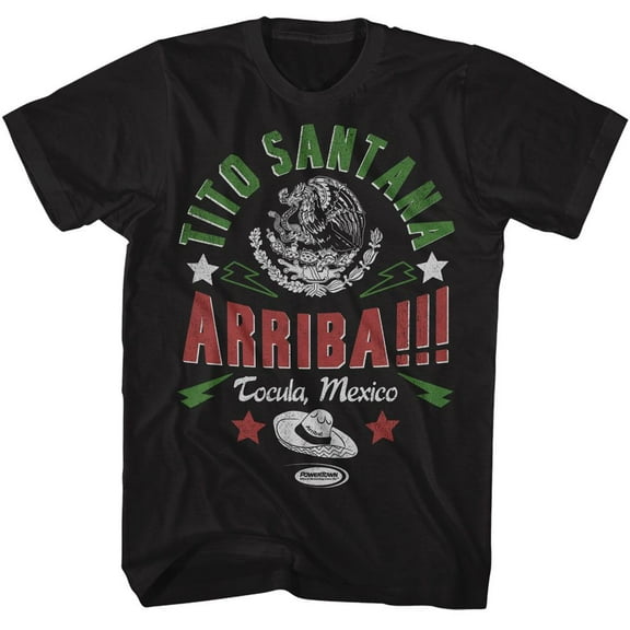 Powertown Wrestling Tito Santana Mexico Black Adult T-Shirt