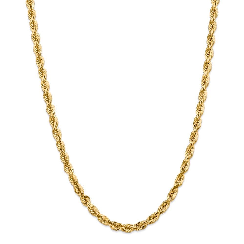 Real 14kt Yellow Gold 5.5mm Diamond Cut Rope with Lobster Clasp Chain; 20 inch; for Adults and Teens; for Women and Men