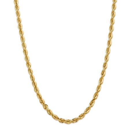Real 14kt Yellow Gold 5.5mm Diamond Cut Rope with Lobster Clasp Chain; 16 inch; for Adults and Teens; for Women and Men