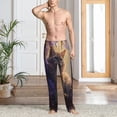 thumbnail image 3 of Cauagu Purple Flower Lazy Cat Mens Pajama Pants Sleep & Lounge Pants,PJ Bottoms with Pockets-Small, 3 of 7