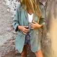 thumbnail image 2 of Duoif Cardigans for Women Trendy Cotton and Linen Casual Lapel Single Button Thin Coat Linen Women Lightweight 3/4 Sleeve Summer Lapel Jackets Womens Cardigan Green L, 2 of 9