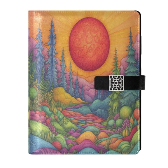Premium Faux Leather Notebook - Refillable, Multi-Functional Organizer, 23.3x17cm, All-Season Use,Sunset