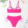 thumbnail image 5 of VNKIDY Girls Kids Two Piece Bikini Set Color Block Spaghetti Strap Top High Waist Bottoms With Side Drawstring For Summer Beach Vacation Hot Pink 13-14 Years, 5 of 6