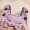 thumbnail image 6 of CAICJ98 Baby Girl Summer Clothes Suspender Jumpsuit Newborn Short Sleeve Ruffled Romper + Cute Cartoon Pants + Headband Outfits Set (Purple,12-18 Months), 6 of 7