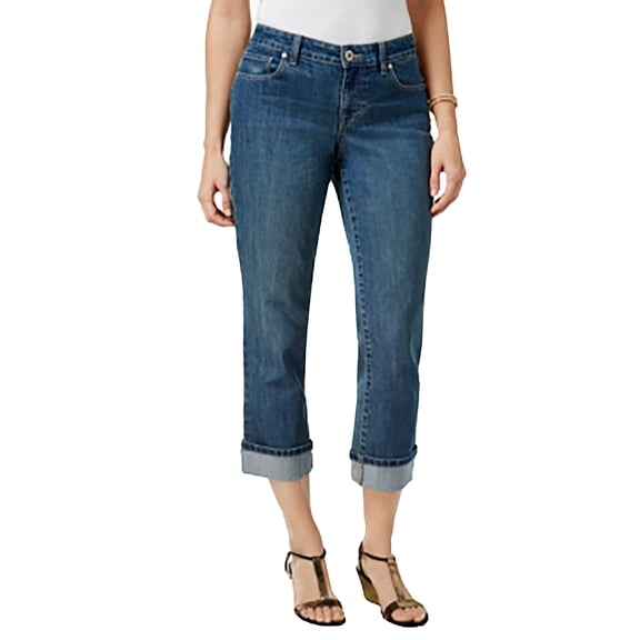 Style & Co. Cuffed Rinse Wash Curvy-Fit Jeans (Marine, 4)