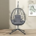 thumbnail image 4 of Clearance! Hanging Wicker Egg Chair, Outdoor Patio Hanging Chairs with Stand, UV Resistant Hammock Chair with Comfortable Cushion, Durable Indoor Swing Egg Chair for Bedroom, Garden, Backyard, 4 of 5