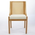 thumbnail image 2 of Dining Chairs Rattan Dining Chairs, Solid Wood Frame with Decorative Armrests, Linen Upholstered Seat, Rustic Wooden Style Side Chairs for Kitchen, Dining Room, Living Room, Natural Finish,Beige,Sing, 2 of 27