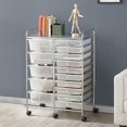 thumbnail image 5 of YEXJ 15 Drawers Rolling Storage Cart Multipurpose Mobile Rolling Utility Storage Organizer Cart Tools Scrapbook Paper Organizer on Wheels-15-White, 5 of 13