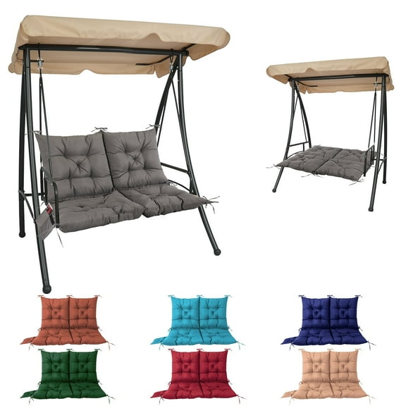 Outdoor Bench Cushion Matalde Swing Chair Cushion Waterproof Sun-Resistant with 8 Nonslip Ties, Deep Gray 120cm*100cm