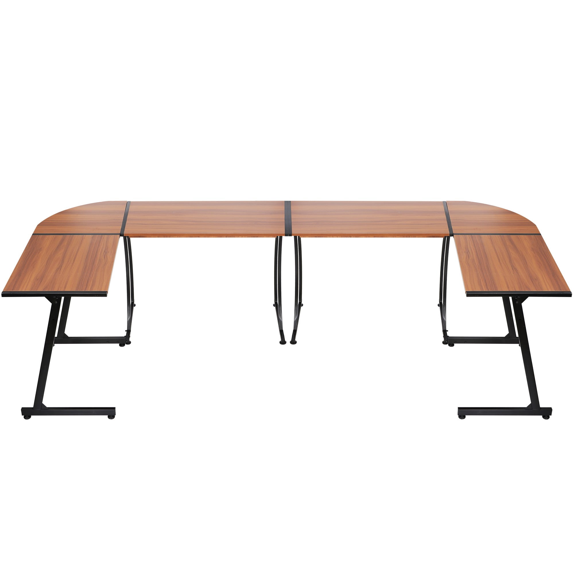 ZENY Modern L-Shaped Computer Desk with Sturdy Metal Frame - Walnut Finish Ergonomic Workstation