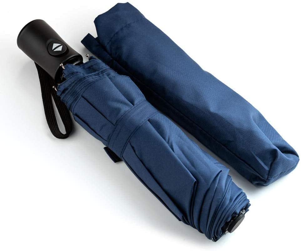 Windproof Compact Light Weight Triple Fold Umbrella LIVINGbasics™ Blue Automatic Travel Umbrella