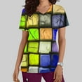 thumbnail image 1 of Lydiaunistar Hauts de Printemps pour Femmes Grande Taille Décontracté Col en V Imprimé Manches Courtes avec Poche Robe d'Infirmière Blouse, Léger Confortable pour la Maison et le Travail Quotidien Léger Polyester Vert, 1 of 5