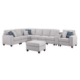 thumbnail image 3 of 9-Piece Linen Fabric Upholstered Sectional With Console & Ottoman-Light Gray, 3 of 14