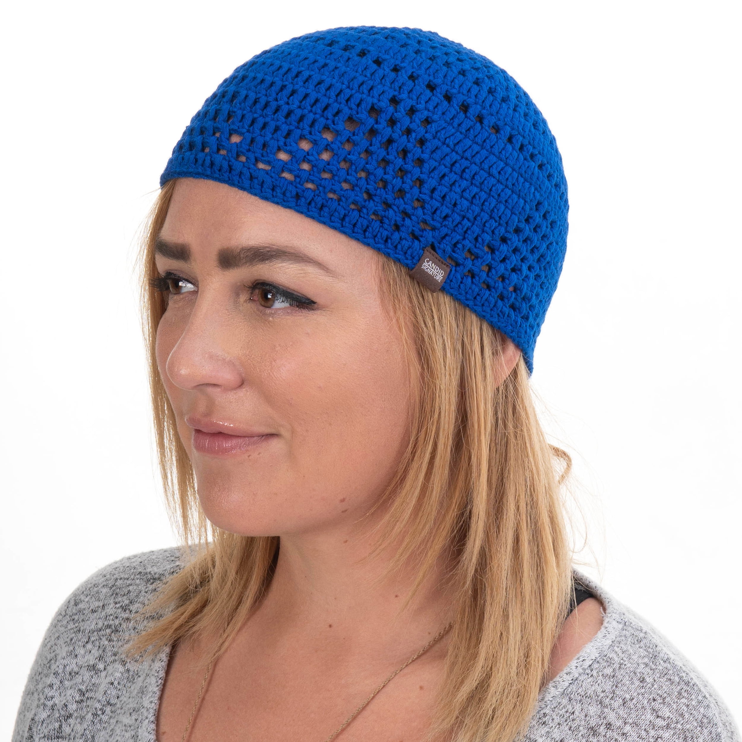 Handmade Skull Cap Beanie Kufi with Open Triangle Knit Soft and