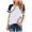 White, variant on Lkhaha Women's T-Shirts Raglan Baseball Round Neck Slim Patchwork Print Vacation Blouse White S