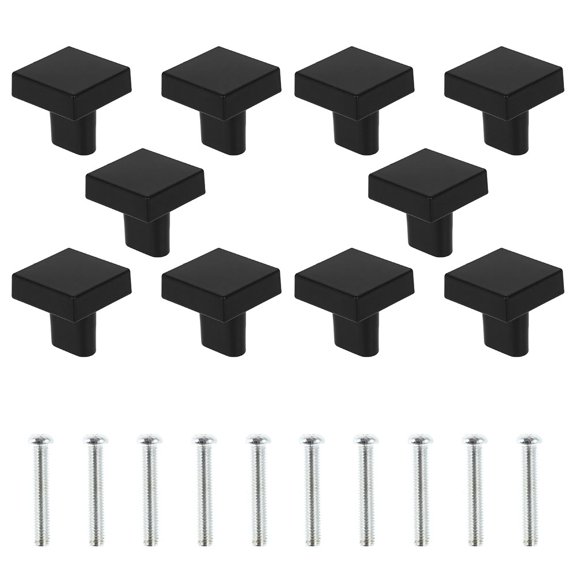 Ghojet Black Cabinet Knobs With Screw,10 Pack 1-1/10 Inch Metal Drawer Knobs Black Kitchen Cabinet Hardware Black Drawer Pulls And Knobs For Kitchen Cabinets