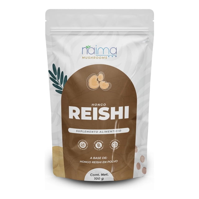 NAIMA Hongo Reishi en Polvo, 100 g | Hongo Adaptógeno 100% Puro| Suplemento Vegano, Antioxidante Natural y Bienestar Diario