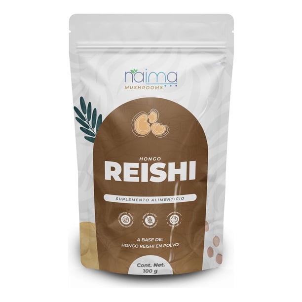 NAIMA Hongo Reishi en Polvo, 100 g | Hongo Adaptógeno 100% Puro| Suplemento Vegano, Antioxidante Natural y Bienestar Diario