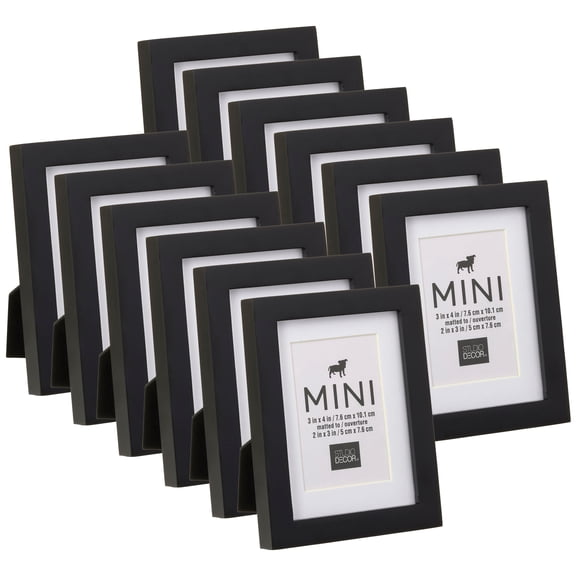 Studio Decor Black Mini Frame with Mat, 12 Pack