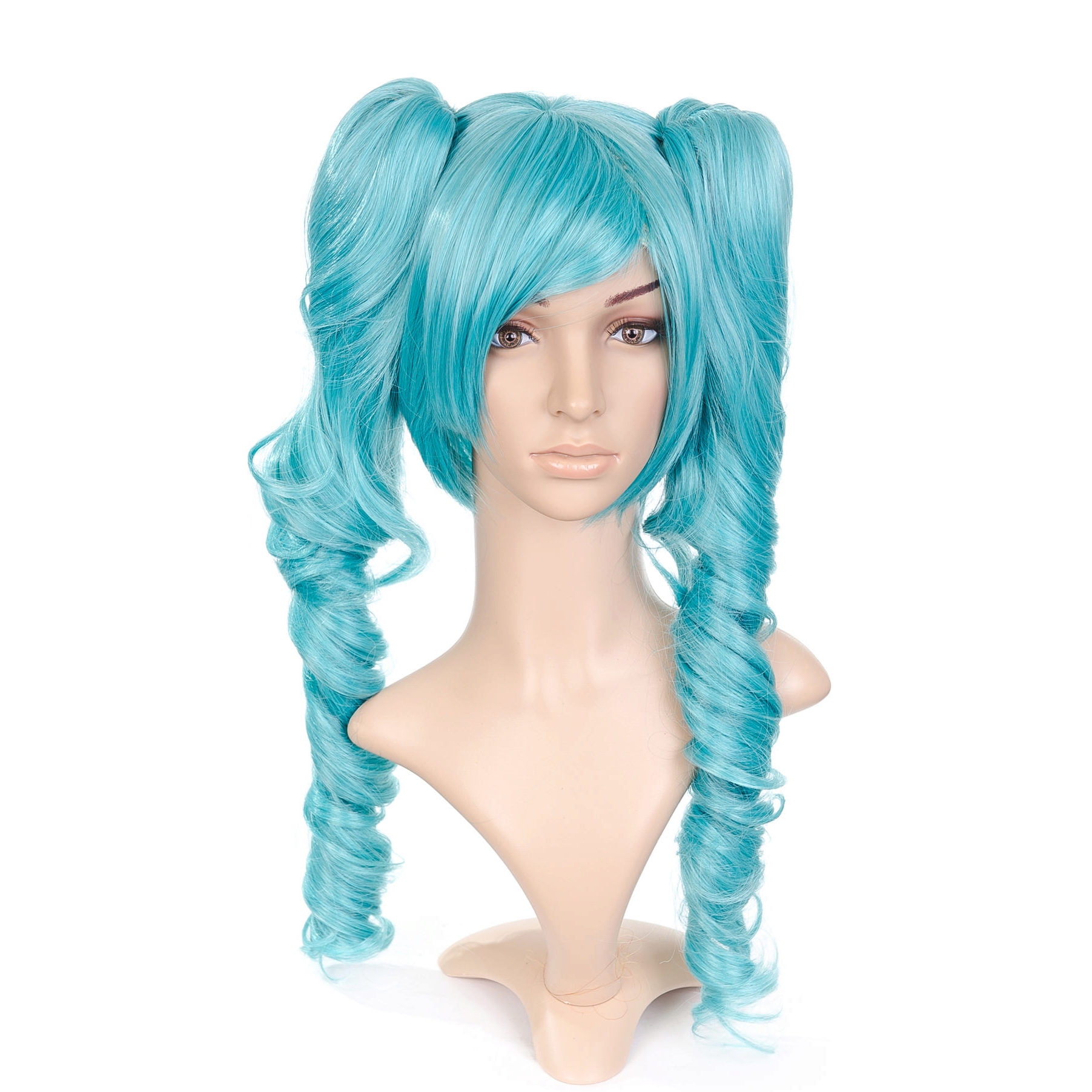 blue pigtail wig