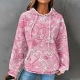thumbnail image 2 of QATAINLAV Womens Fall Fashion 2025 Waffle Knit Hoodies with Pocket Casual Drawstring Hooded Sweatshirts Vintage Printed Long Sleeve Pullover Tops Gifts for Mom Pink S, 2 of 7