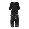 thumbnail image 4 of Conjunto de camiseta y pantalones con cuello redondo y manga 3/4 para mujer Wmkox8yi bvn2745, 4 of 8