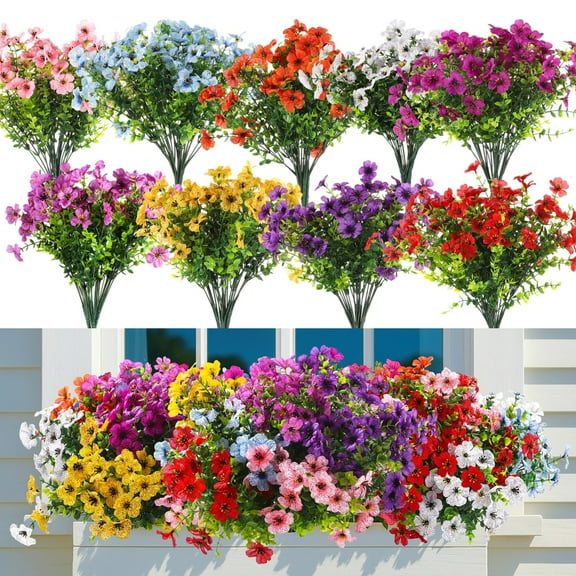 36 Bundles Artificial Flowers, Faux Violet Flower Bundles, Multi-Color Flower Arrangement, Realistic Decorative Fake Flowers for Home, Garden, Porch, Window Decoration, 9 Colors