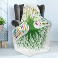 thumbnail image 4 of Tree of Life Soft Flannel Fleece Throw Blanket, Colorful Round Abstract Tree Life and Soul Eco Nature Design Image, Cozy Plush for Indoor and Outdoor Use, 50" x 70", Multicolor, by Ambesonne, 4 of 5