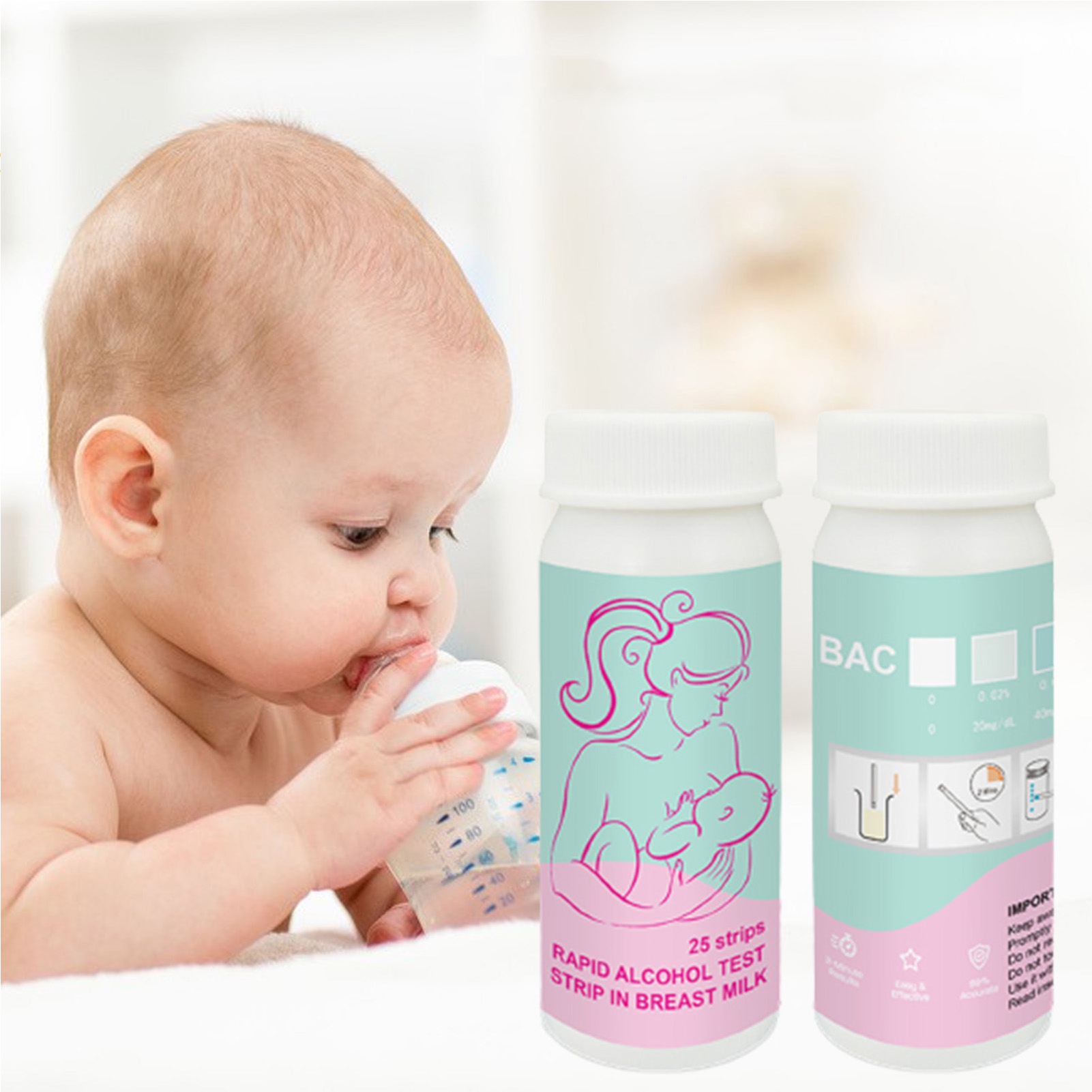Bobasndm 25Pcs Breastmilk Alcohol Test Strips At Home, Breastfeeding