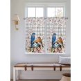 thumbnail image 2 of Birds Floral Bathroom Window Curtain, Farmhouse Country Pink Flower Leaf Grey Plaid Light Filtering Coffee Kitchen Curtains, Bedroom Living Room Curtains 2 Panel 84"x45", 2 of 6