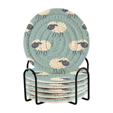 

6 coil coasters 3.94x3.94x0.24 inch water coasters Drink coasters with cup holders Absorbent coasters Heat resistant for bar protection Cute Sheep
